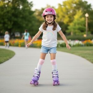 Roller Derby Girls' Adjustable Roller Skates (12-2) & Pink HALO Helmet Set